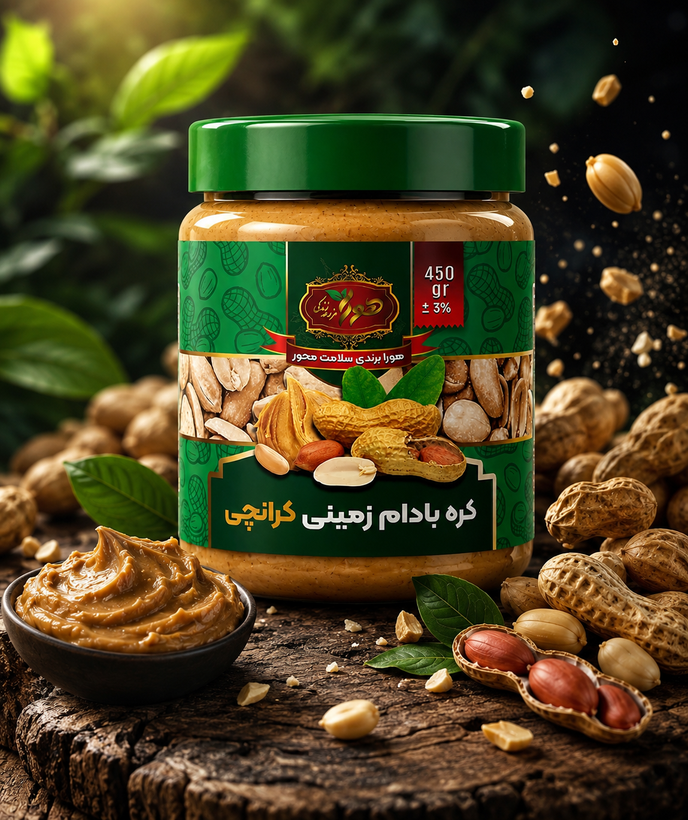 کرم بادام زمینی کرانچی ۴۵۰ گرمی هورا