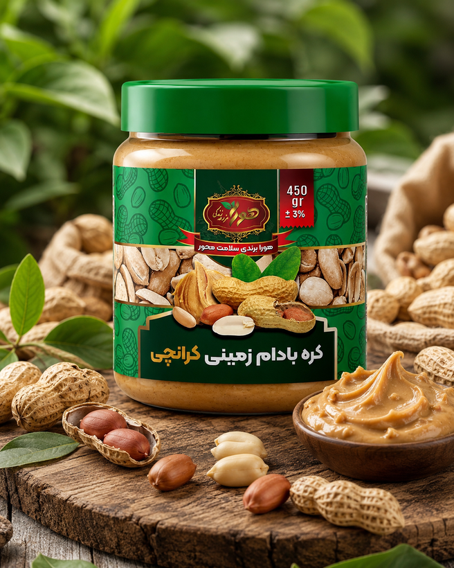 کرم بادام زمینی کرانچی ۴۵۰ گرمی هورا